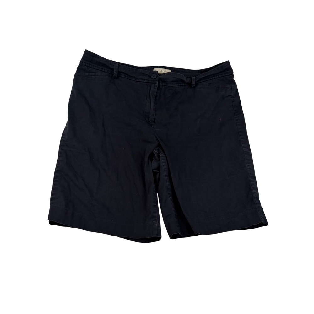 Talbots‎ Womens Navy Blue Chino Shorts Size 16 Mid Rise Stretch Cotton Blend